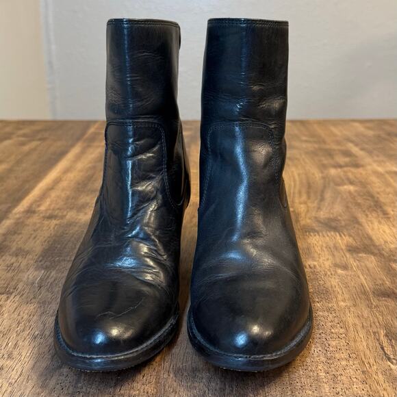 Frye Women’s Jackie Botton Leather Zip-Closure Healed Bootie Boots BLK Size 6.5B - Picture 5 of 13
